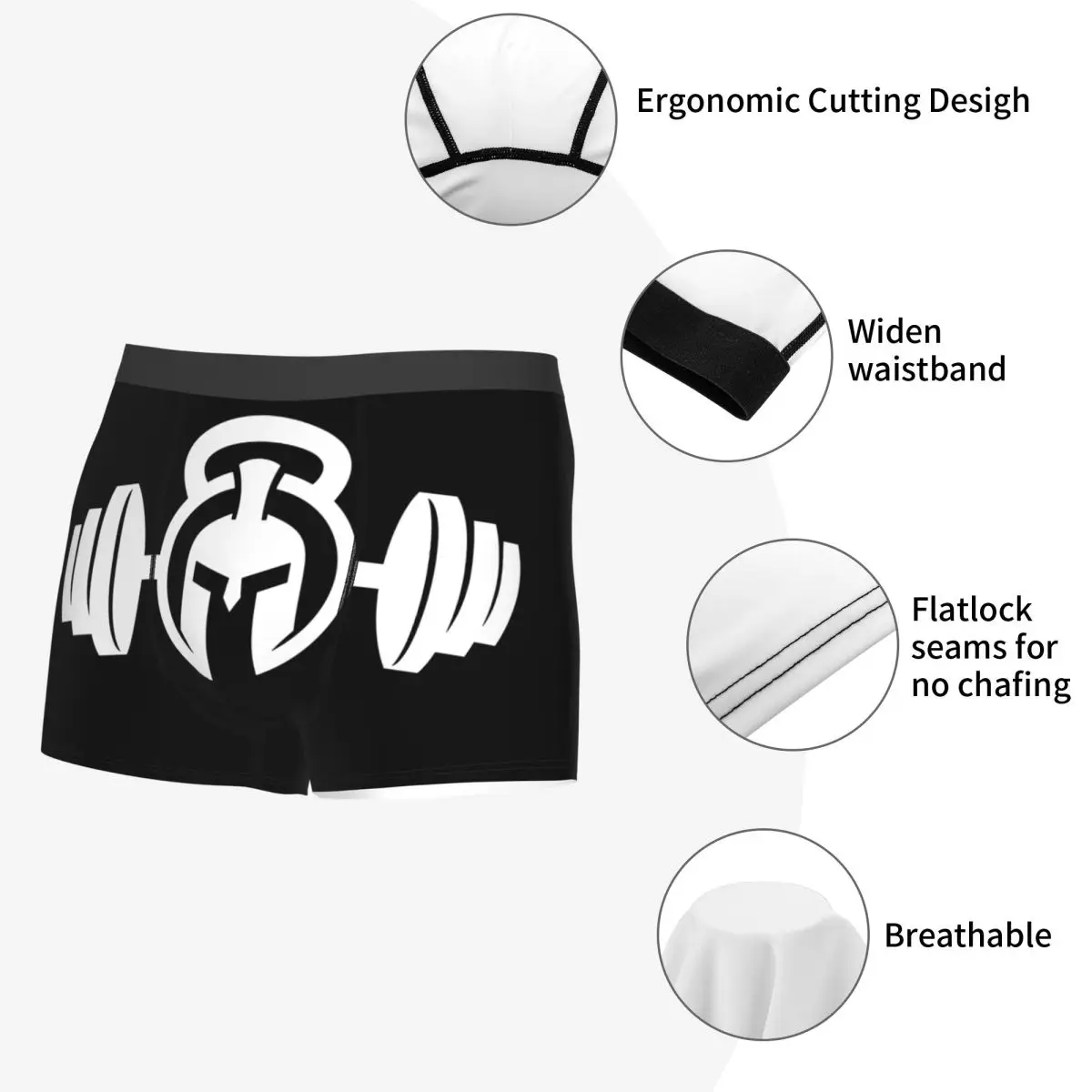 Aangepaste mannelijke coole spartan gym logo mannen ondergoed bodybuilding fitness spier boxershorts stretch shorts slipje onderbroek