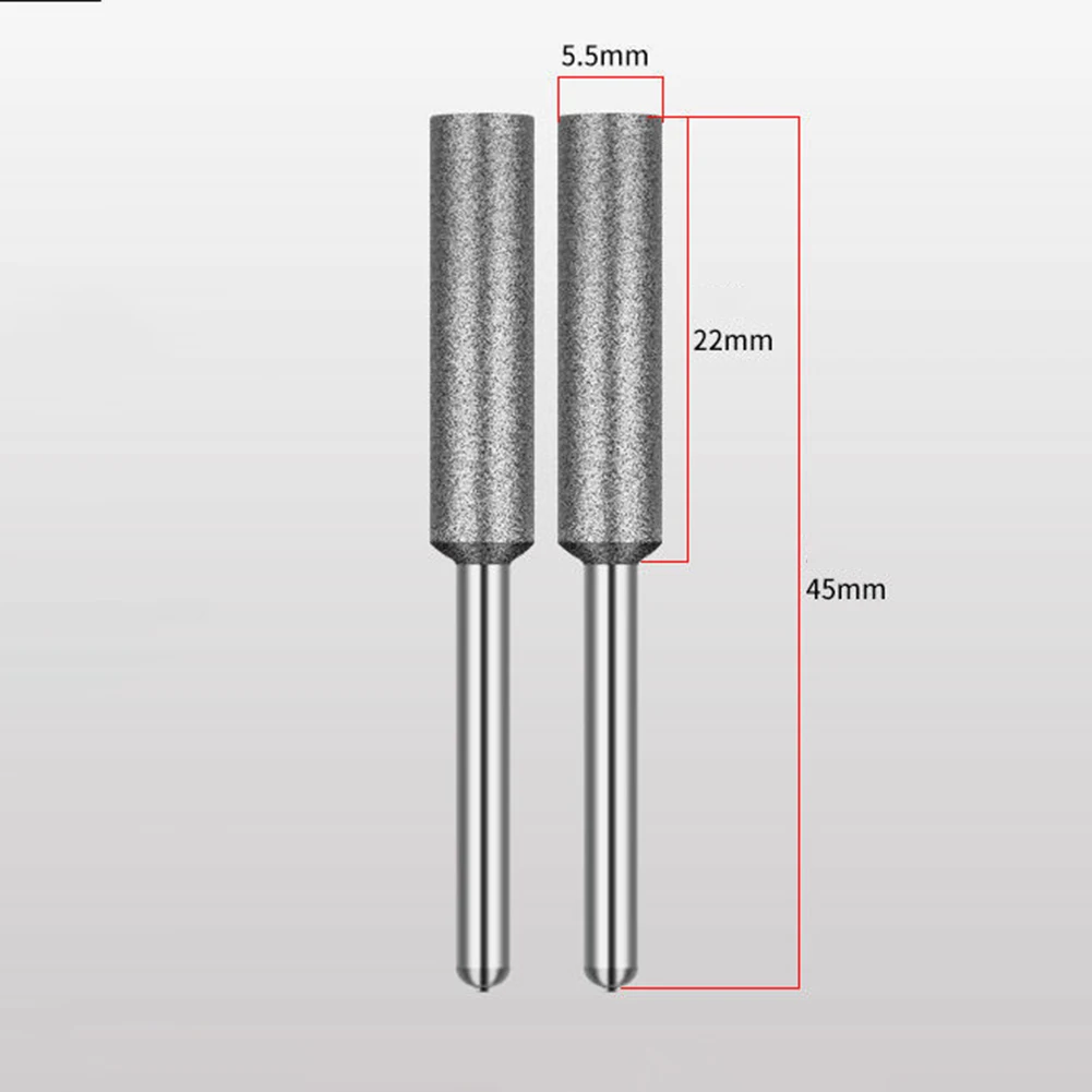 Juego de rebabas rotativas con cabezal de cilindro recubierto de diamante, afilador de motosierra de 4/4, 8/5,5mm, lima de piedra para la mayoría de amoladoras de brocas de herramientas rotativas, 5 uds.