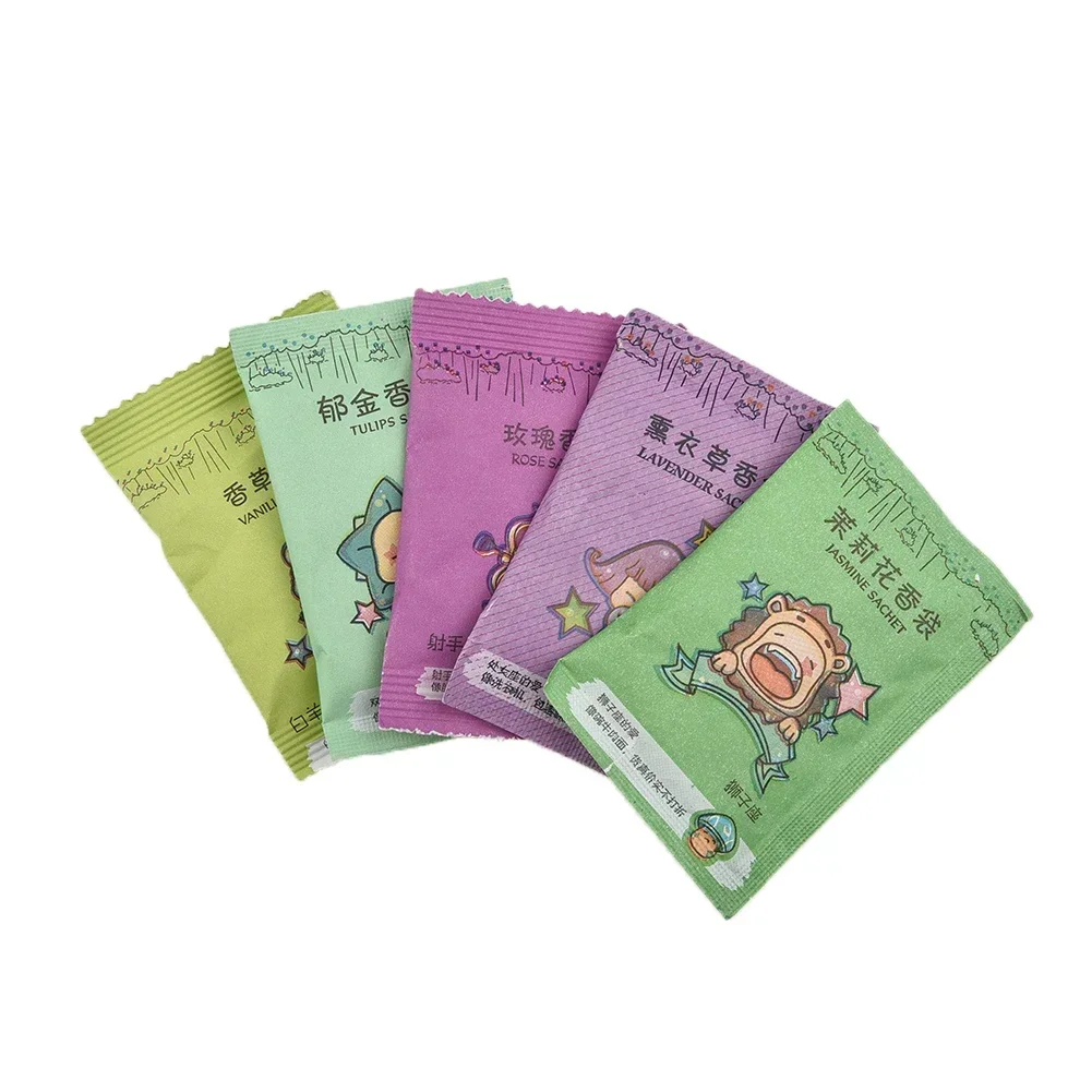 12pcs Home Fragrance Sachet Bag Natural Grain Scented Wardrobe Deodorant Air Freshener Colorful Printed 12 Flavors F20 21