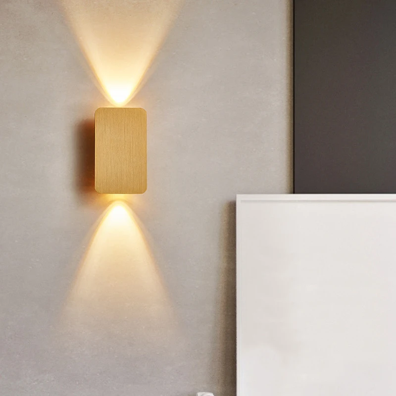 

GEFENSI Modern 6W LED Wall Lamp Indoor Rectangle Gold/Black Double Head Wall Light Living Room Corridor Bedroom Lighting AC85-26