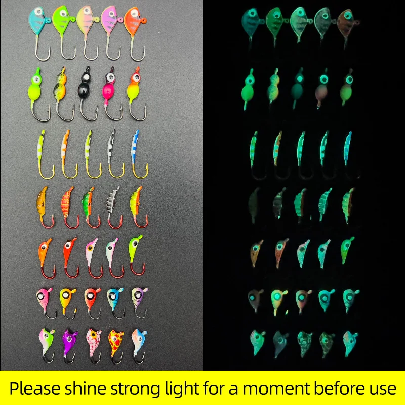 5 قطعة/صندوق مضيئة الجليد الصيد هوك مجموعة الشتاء الصيد السنانير الجليد الصيد الطعم إغراء خطاف الصيد #3