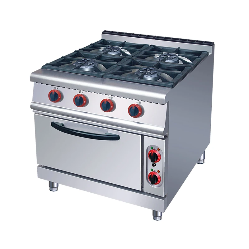 Commercial Catering Equipment Multi-function 4 Burner Stove Cooker Gas Wok Cooking Range With Oven for Restaurant