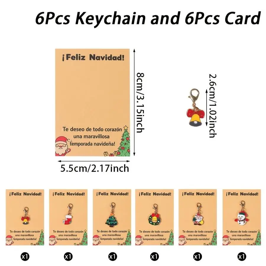 1/5/10/20/50/100pcs sets, 6 keychains, and 6 holiday cards; 