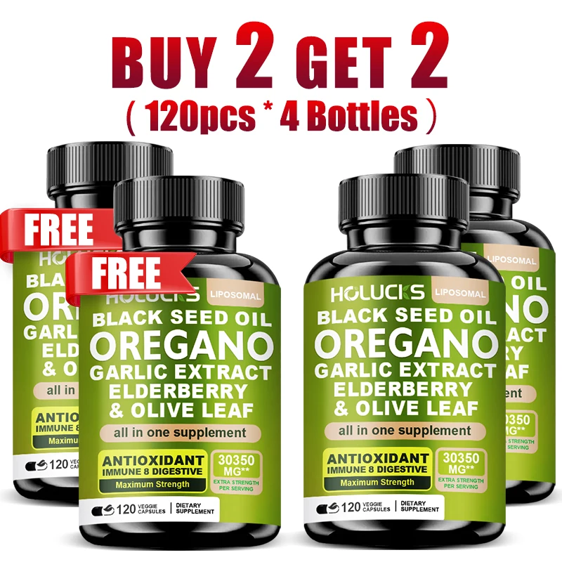

Oregano Extract Capsules, with Black Seed Oil, Garlic, Elderberry, Olive Leaf, Support Immune, Respiratory, Antioxidant Health