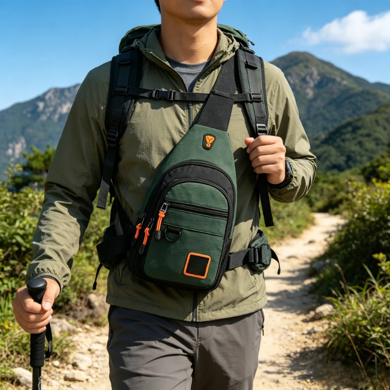 Lightweight Waterproof Men Chest Bag Outdoor Hiking Cycling Crossbody Shoulder Bag Daily Leisure Travel Backpack