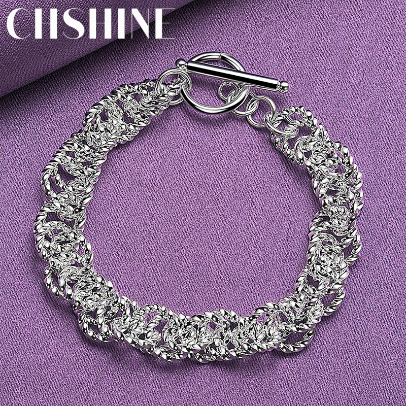 

CHSHINE 925 Sterling Silver Circle Hip Hop Bracelet Chain For Women Wedding Engagement Simple Fashion Jewelry