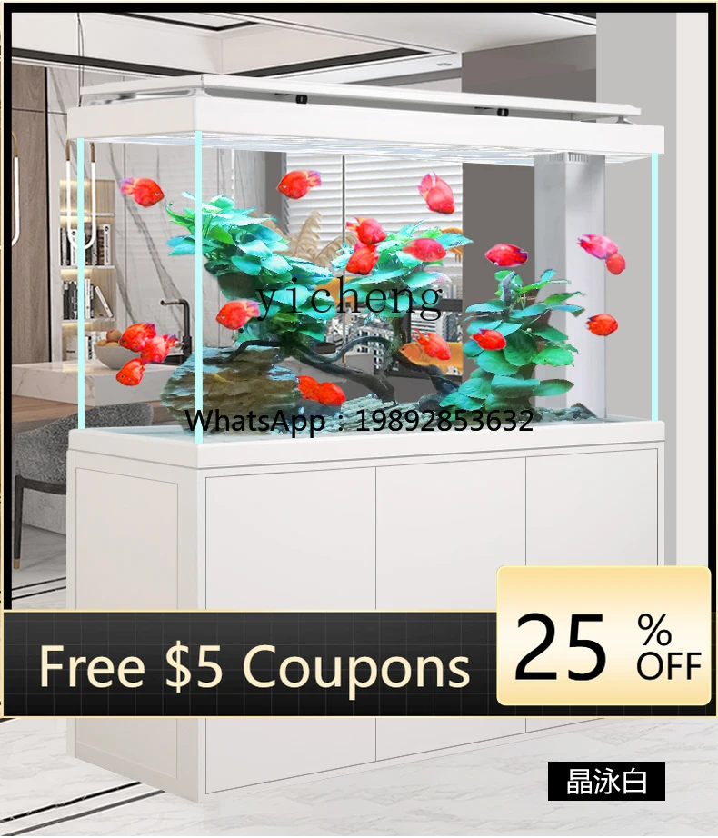 

ABB living room floor-to-ceiling household aquarium right-angle overflow double bottom filter entrance partition TV cabinet