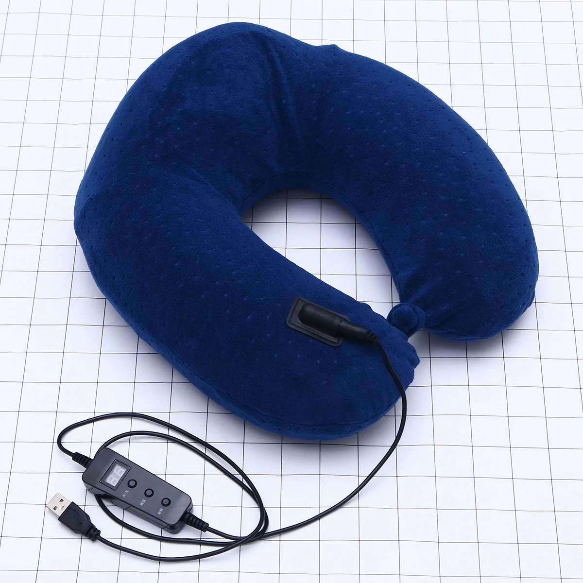 

USB пена с эффектом памяти, нагреваемая U-образная подушка для шеи, дорожная подушка для домашнего офиса, поезда, темно-синий съемный чехол
