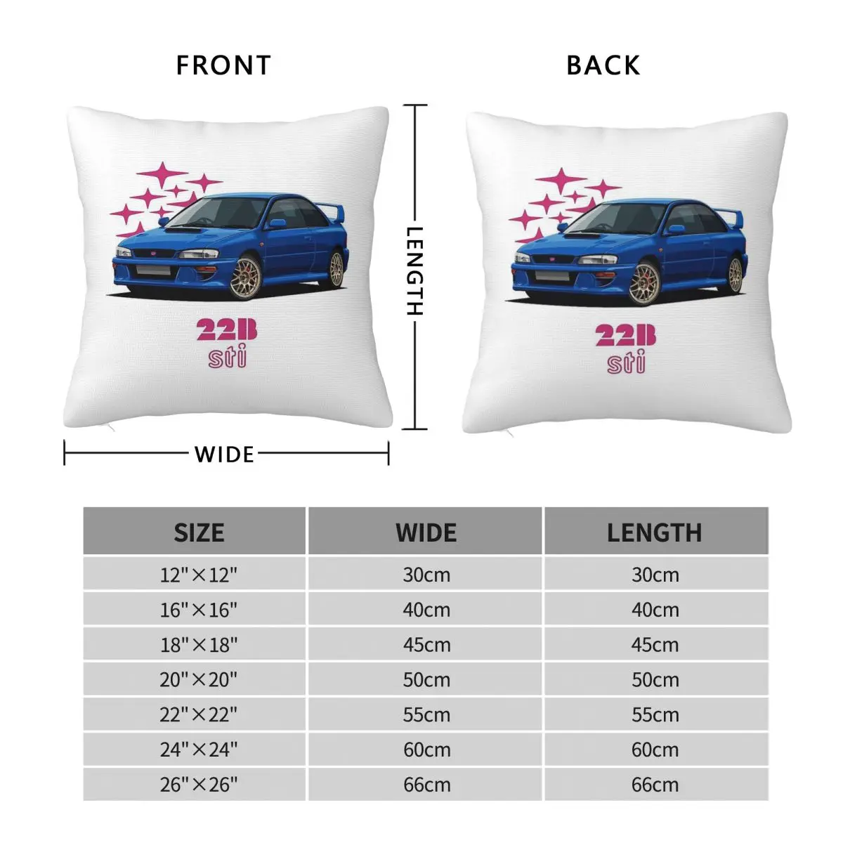 Impreza Blue 90s Rally Coupe Square Pillowcase Polyester Linen Velvet Printed Zip Decorative Pillow Case Bed Cushion Cover 18