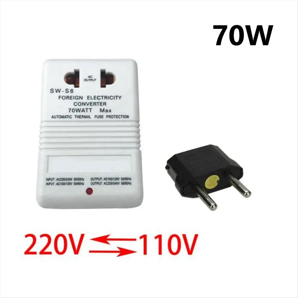 DTDT hot-70W Step Up or Down Voltage Converter Transformer 110V/120V to 220V/240V Dual Channel Voltage Converter Adapter EU Plug view 4