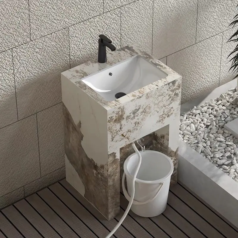DSA rock slab integrated column washbasin outdoor courtyard balcony washbasin floor-to-ceiling bathroom washbasin