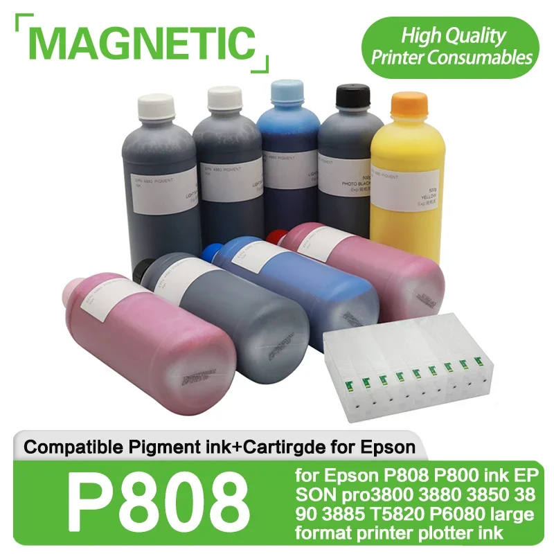 

Pigment ink + Cartirgde for Epson P808 P800 ink EPSON pro3800 3880 3850 3890 3885 T5820 P6080 large format printer plotter ink