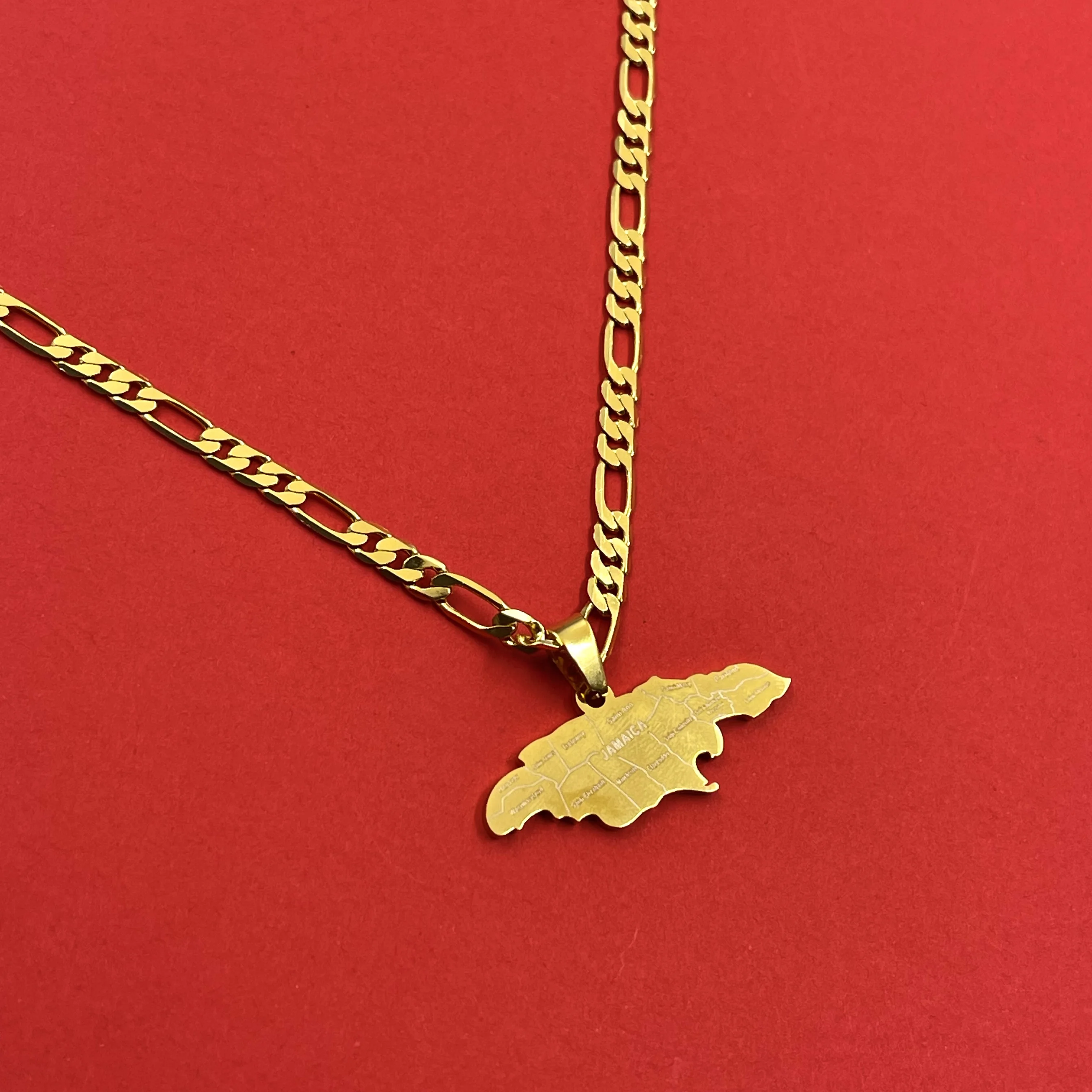 JAMAICA Jamaica silhouette hang tag necklace carving partition place name retro outfit for men and women matching accessories