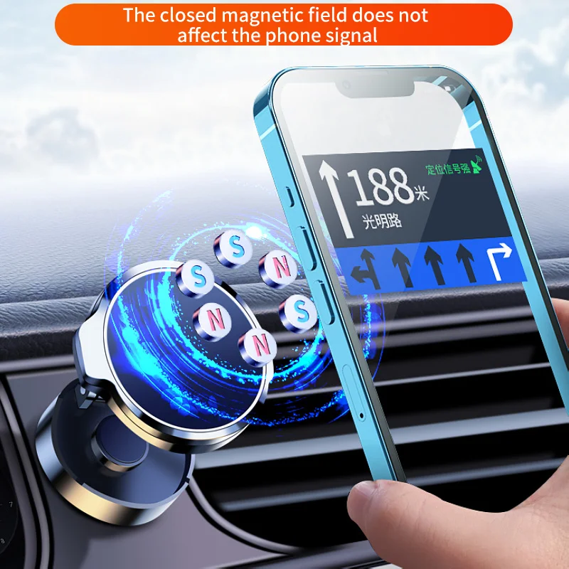 Rotate Metal Magnetic Car Phone Holder Foldable Universal Mobile Phone Stand Air Vent Magnet Mount GPS Support For iPhone Xiaomi