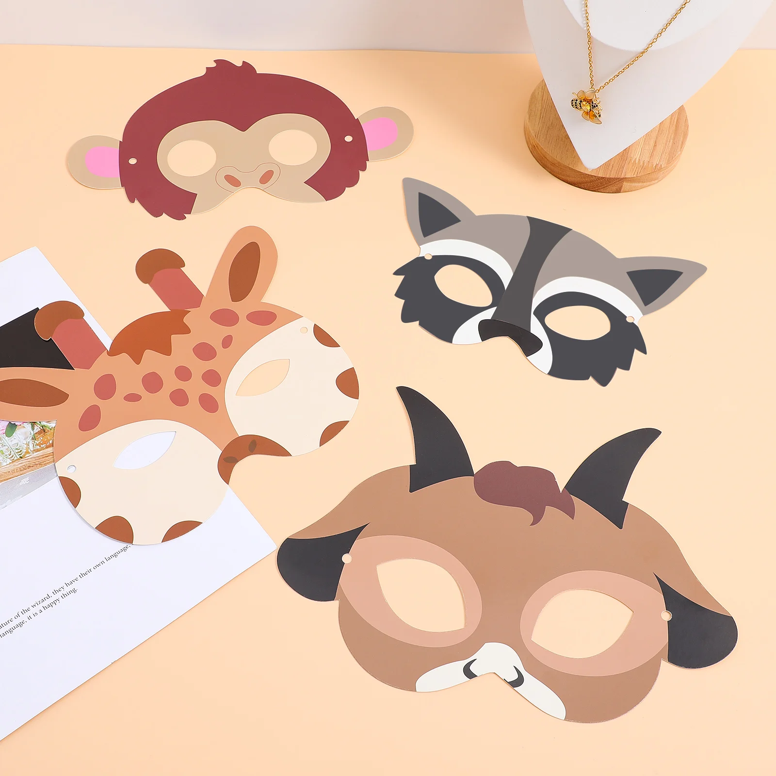 

16pcs Animal Masks Kids Cartoon Party Halloween Paper Decorative Favors Cute Funny Tiger Elephant Jungle Birthday Cosplay