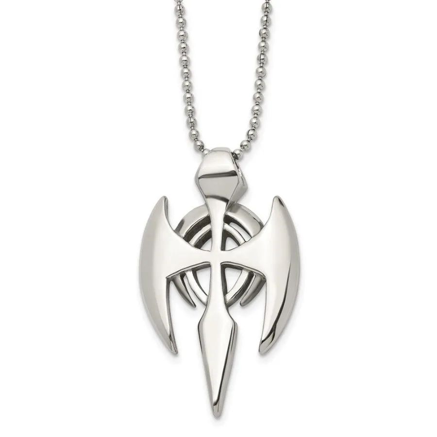 

Chisel Stainless Steel Polished Gothic Cross Pendant on a 24 inch Ball Chain Necklace