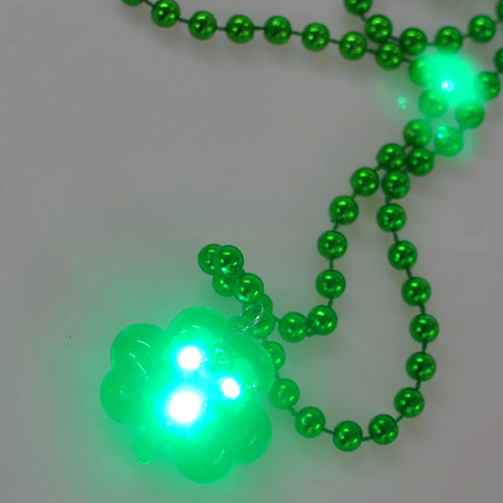 

2 PCS LED Light Necklace Glowing for Festival Luminous Party Shamrock Necklaces Patricks Day Shine