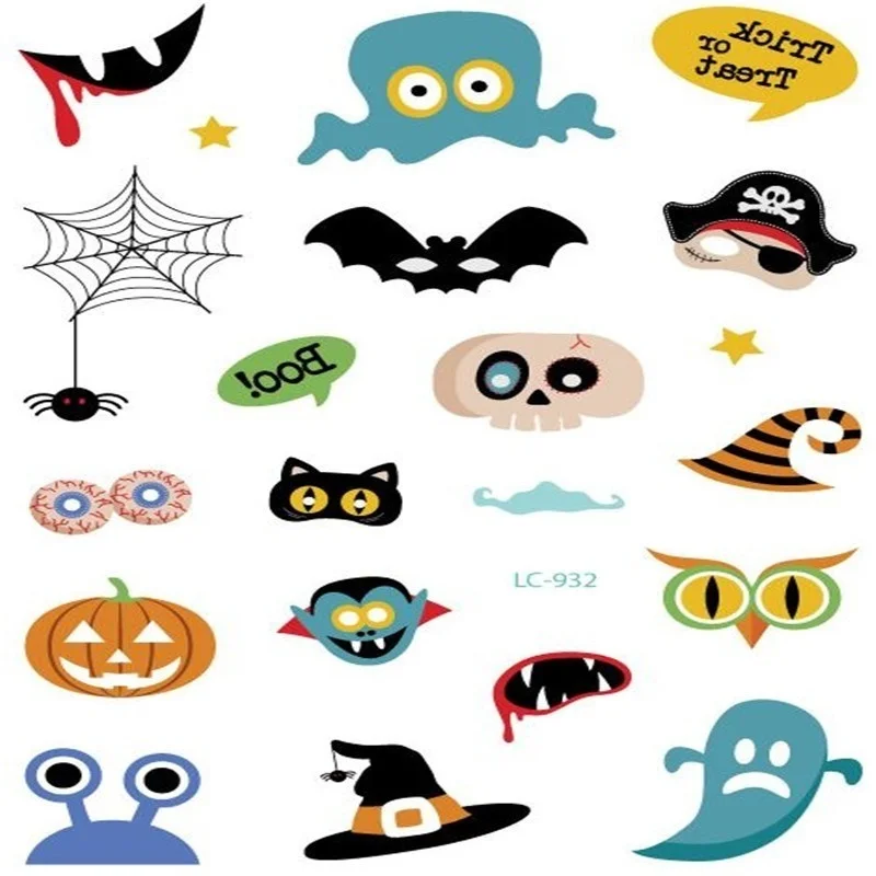 Waterproof Halloween Tattoo Stickers Masquerade Death Spirit Face Stickers Funny Tattoo Temporary Tattoo Stickers