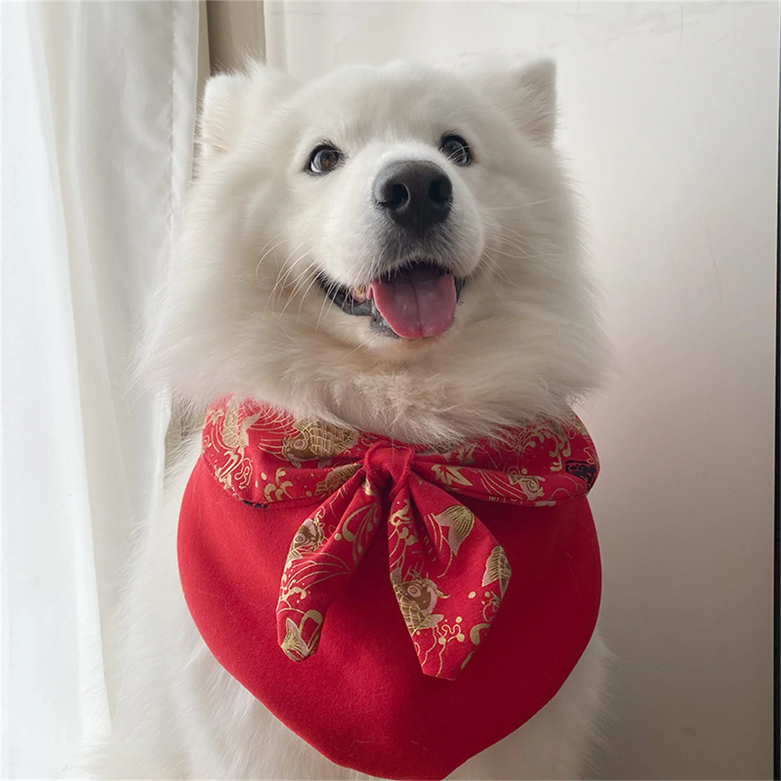 Chinese New Year Dog Scarf Pet Bandanas Reversible Scarves Kerchief Triangle Bibs Costume Decoration Accessories For Dogs Cats