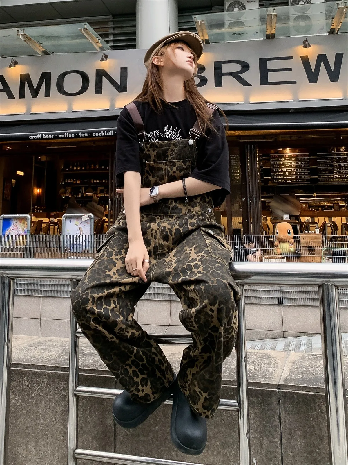 

Американские ретро-комбинезоны из денима в уличном стиле, свободные, с широкими штанинами, модные, прямые, в рабочем стиле, шорты-комбинезоны для подростков, летние, повседневные