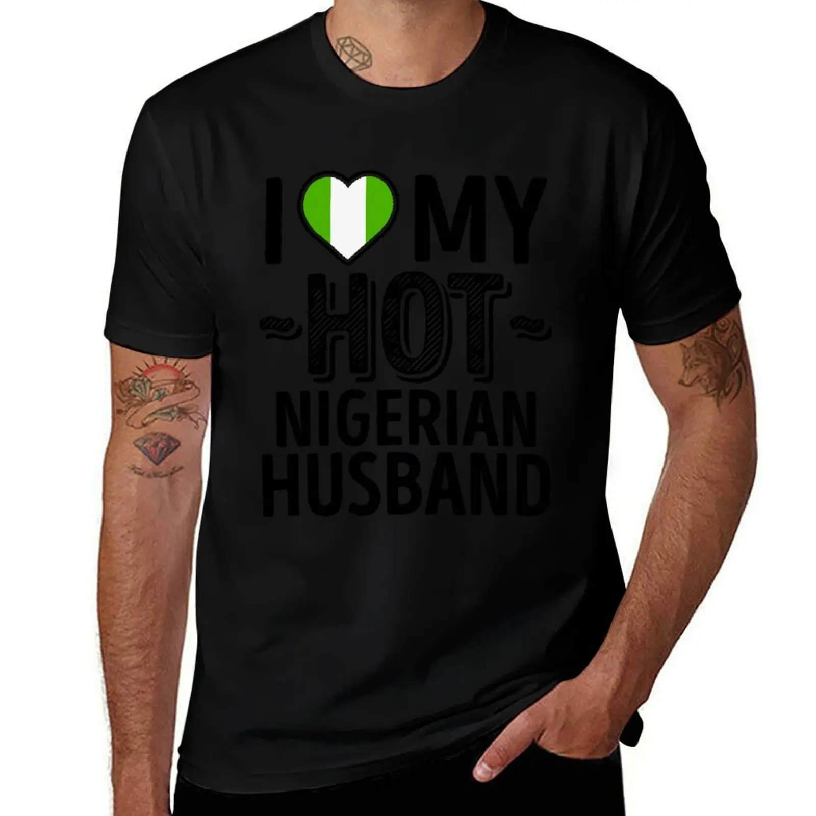 

I Love My HOT Nigerian Husband - Cute Nigeria Couples Romantic Love T-Shirt street wear shirts men