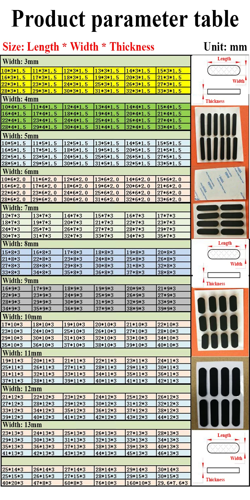 Anti-slip Self Adhesive Silicone Rubber Feet Pad Oval Mat Furniture Cabinet Equipment Feet Pad Floor Protector Black L=10-160mm