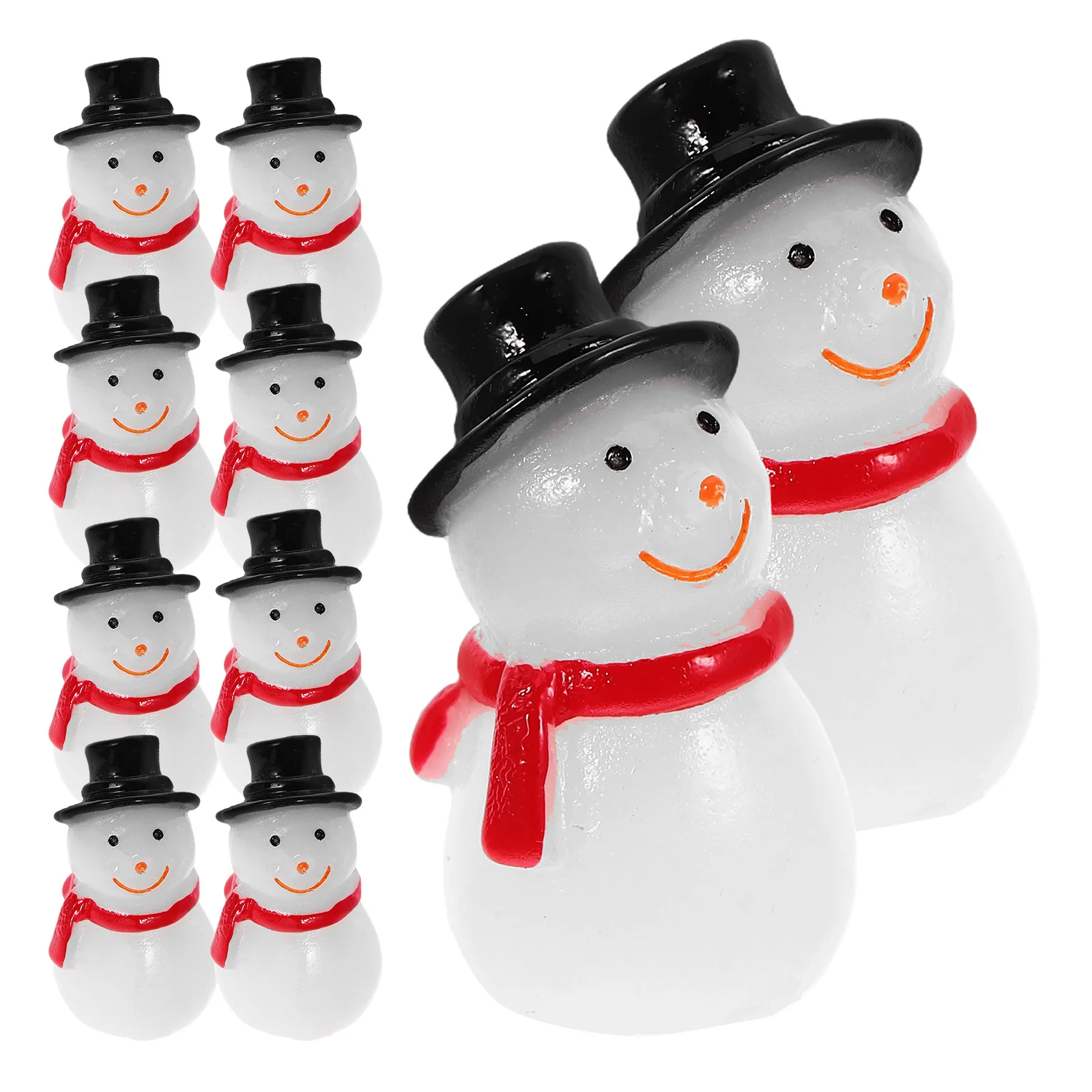 

10 pcs Mini Snowman Figurines Resin Micro Landscape Ornament Glow In The Dark For Diy Crafts Desktop Party Home Decor