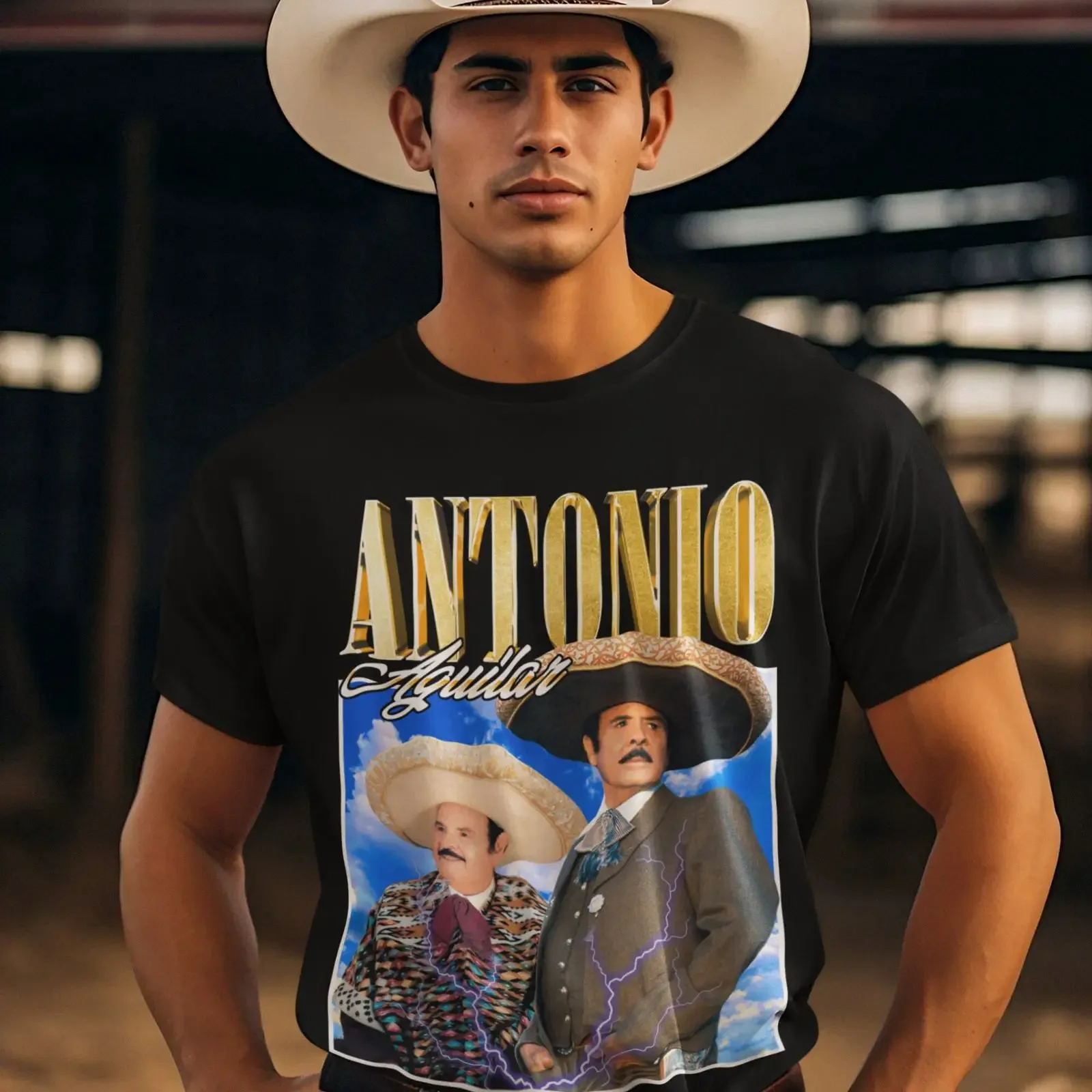 Camiseta Antonio Aguilar El Charro de México, Estilo Casual para Fãs, Artista Mexicano Mariachi, Moda Vintage Lavada e Respirável