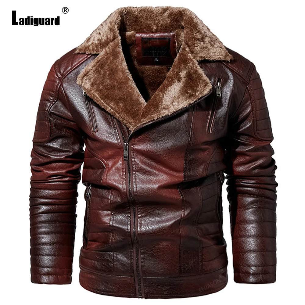 England Style 2023 Winter Pu Leather Cashmere Jackets Men Patchwork Top Outerwear Lepal Collar Zipper Jacket Plus size Overcoats