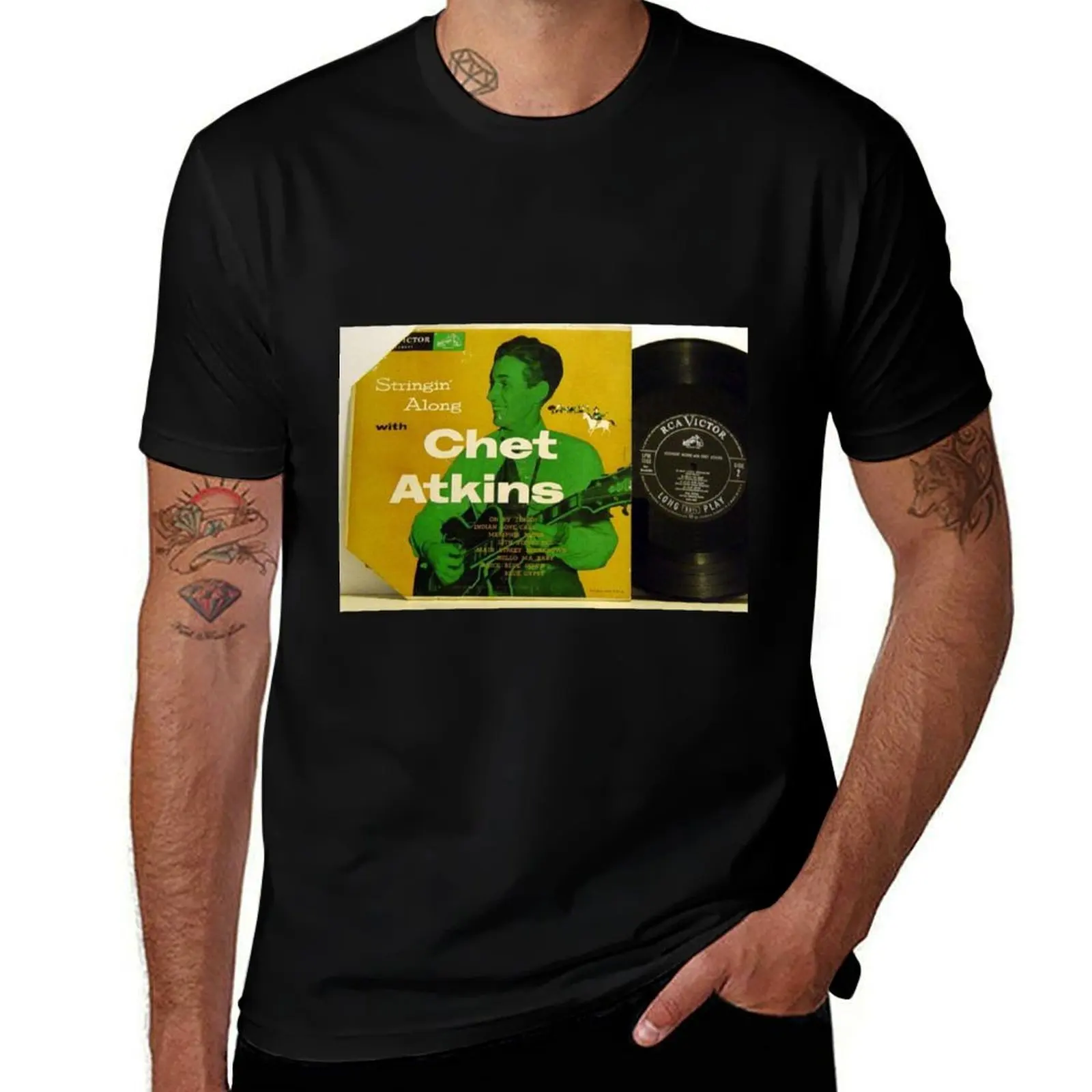 CHET ATKINS, STRINGIN' ALONG WITH,1953 10 lp, GUITAR ROCKABILLY T-Shirt Trendy Pattern for Men T-Shirt