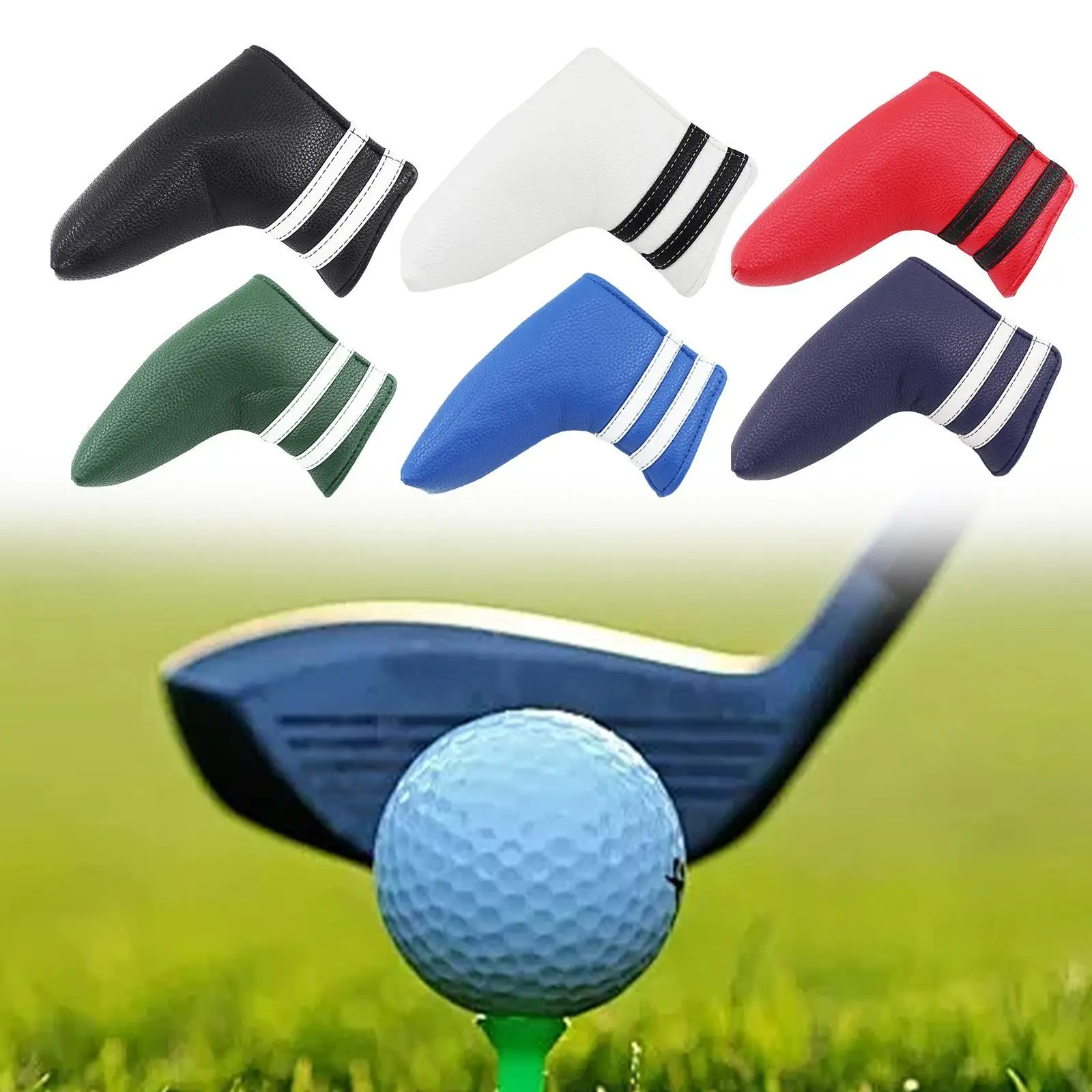 Copri testa per putter con lama da golf Copri testa da golf Regalo per golfisti portatile Custodia avvolgente per attrezzatura in pelle PU Protezione per copricapo da golf