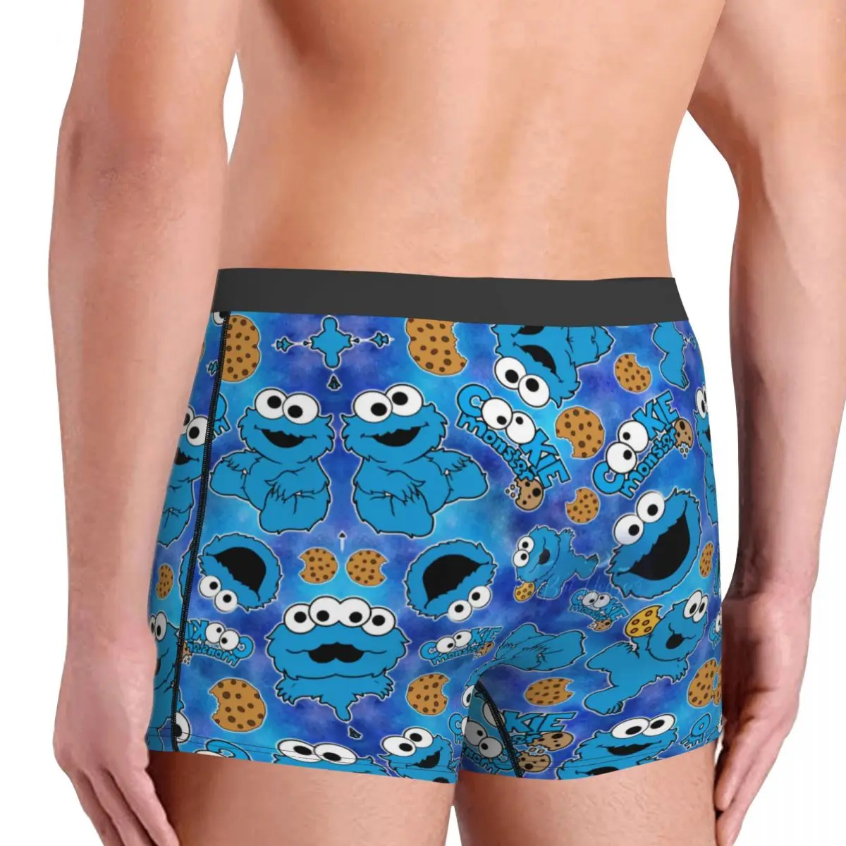 Custom Cool Funny Happy Boxers Shorts Panties Male Underpants Stretch Cookie Monster Briefs Underwear