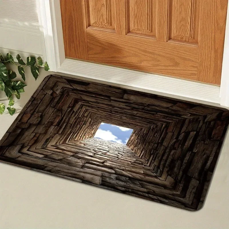3D Optische Täuschung Trapdoor-Matte Rutschfeste Waschbare Bodenmatte für Eingangsbereich Wohnzimmer Heimdekoration Tiefes Kanal-Design
