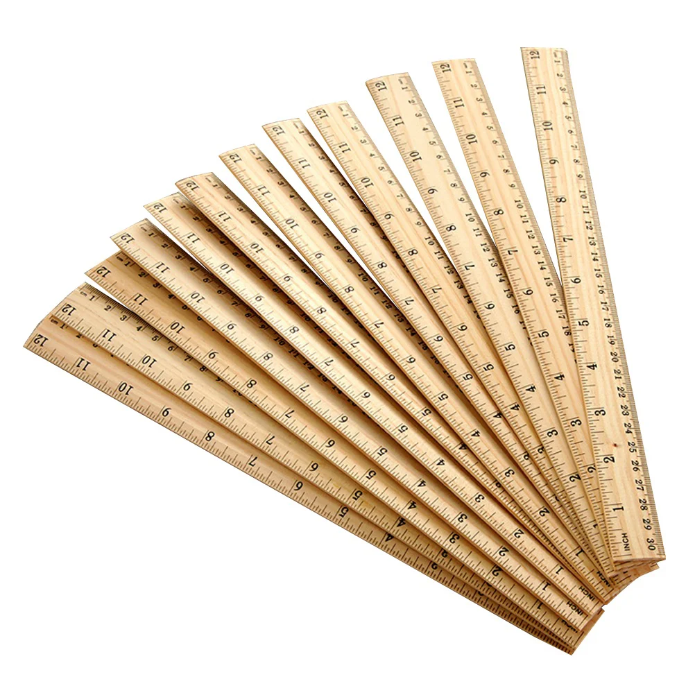 Règle en bois de 30cm pour mesurer les vêtements, fournitures scolaires et de bureau, 30 pièces