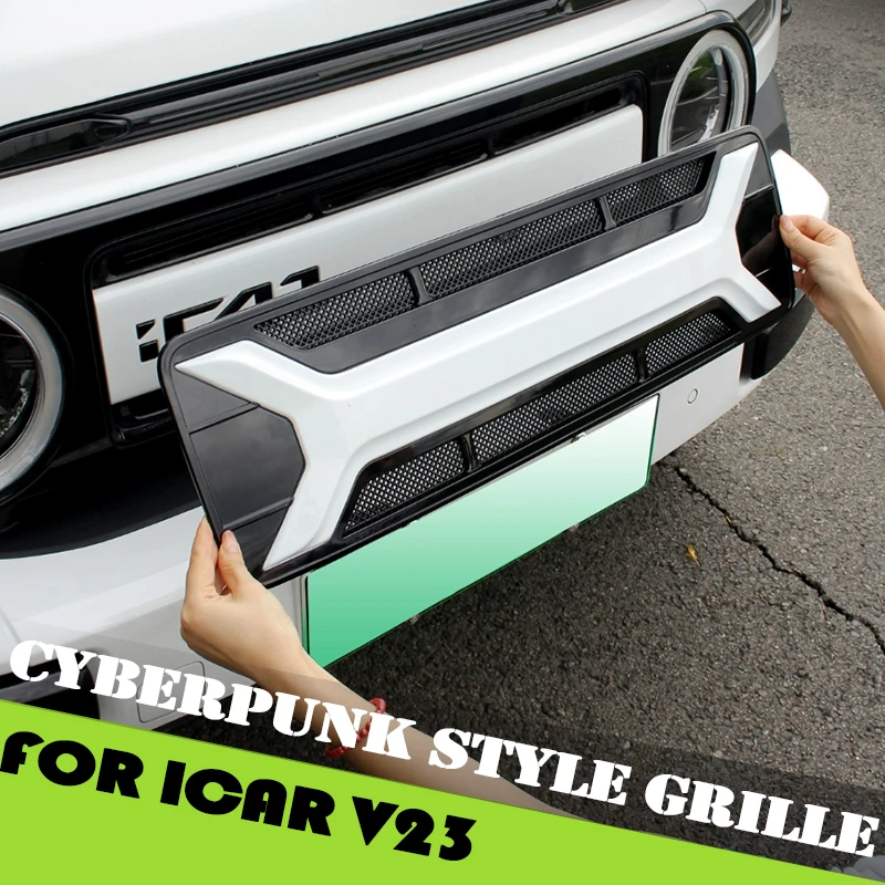

Auto Cyberpunk Style Grille Fit for Chery ICAR V23 Modified Car Front Grille Insect Screen Decoration Accessories