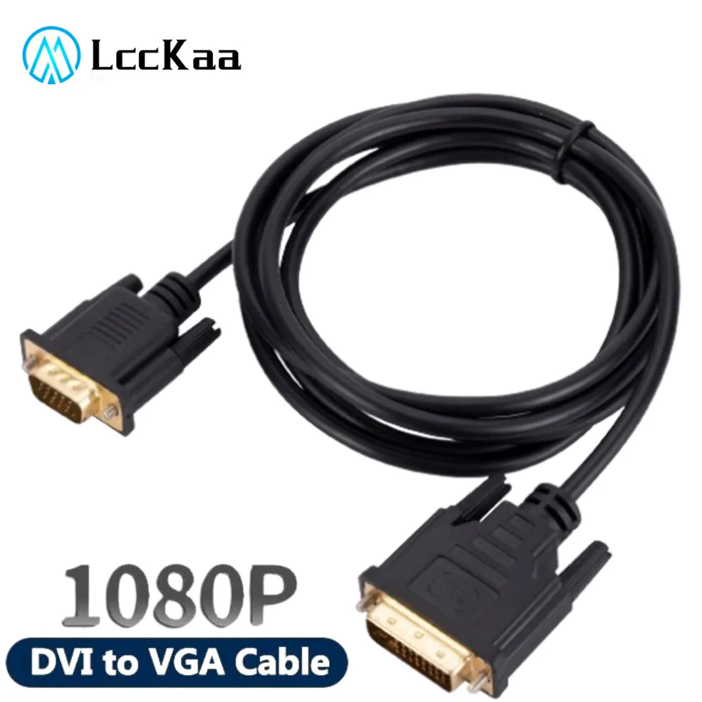 24 + 1 DVI męski do VGA konwerter kabel męskie DVI do VGA Adapter wsparcie 1080P 24 + 5 DVI do kabel VGA dla projektor PC HDTV adaptera