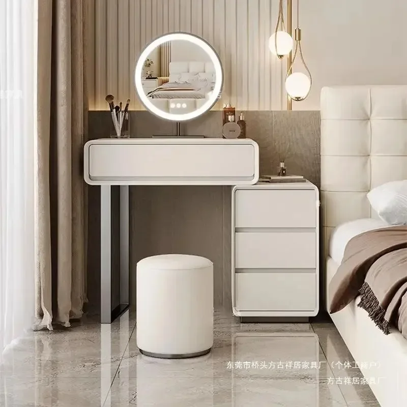 Cream wind solid wood dresser household bedroom small chest integrated light luxury retractable dressing table