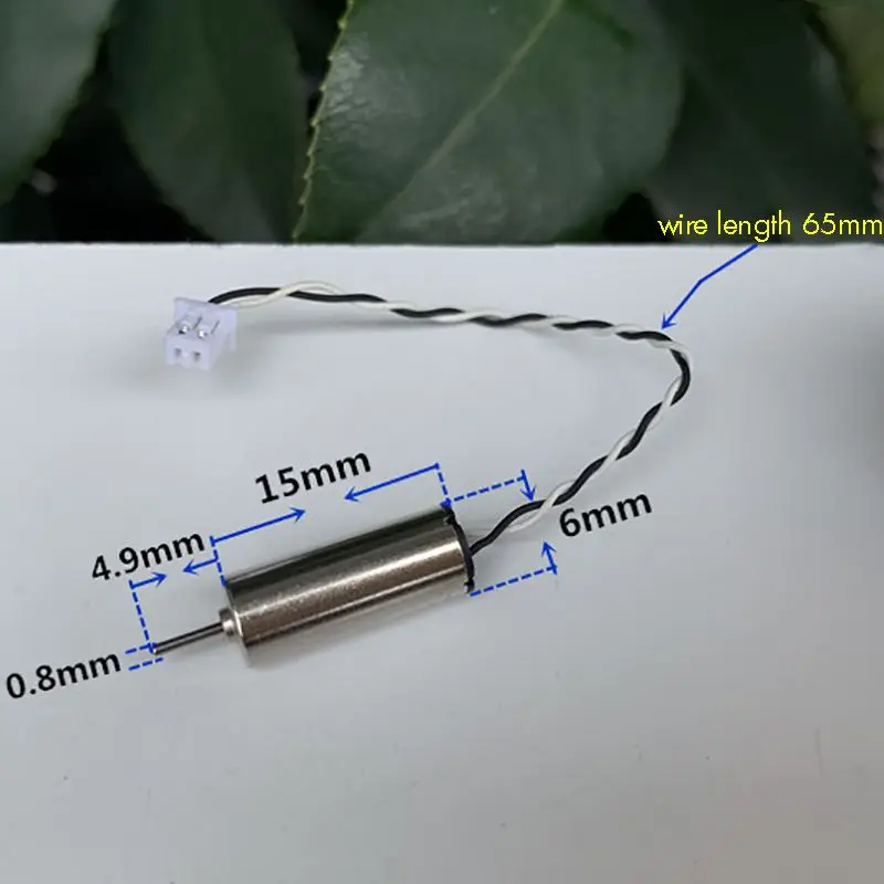 6x15mm RC Coreless Motor with Terminal 3.7V 50000 rpm Small Four-axis Aircraft High Speed Toy Model Motor Shaft Diameter 0.8mm