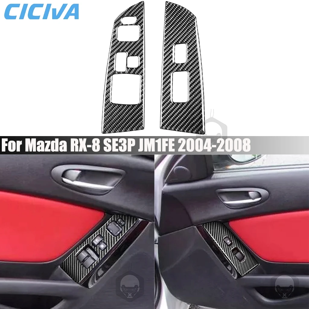 

Carbon Fiber Car Accessories Window Lifting Decorative Interior Cover Modified Trim Sticker For Mazda RX-8 SE3P JM1FE 2004-2008