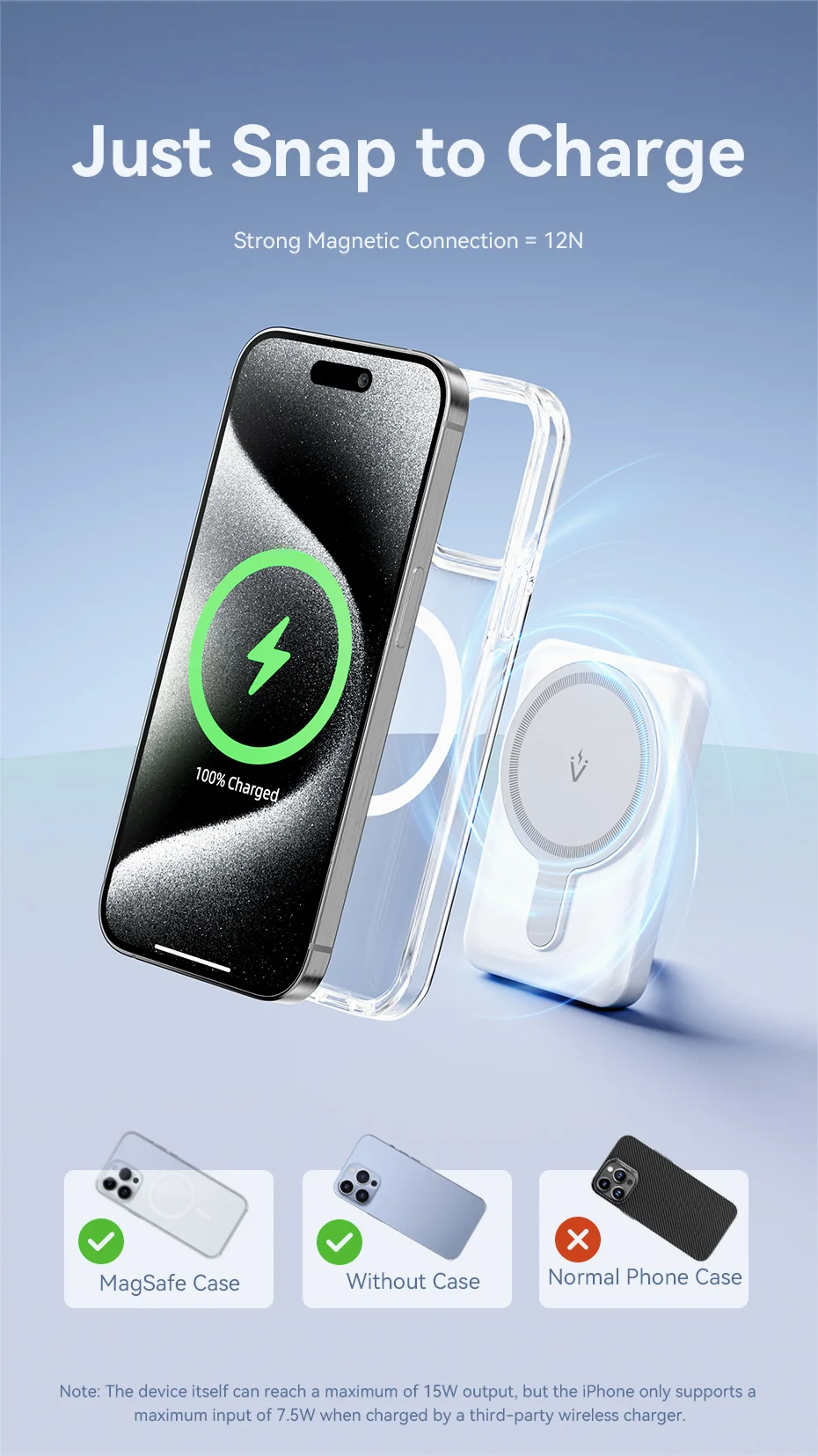 Carregador Portátil Power Bank Magnético Vention 5000mAh