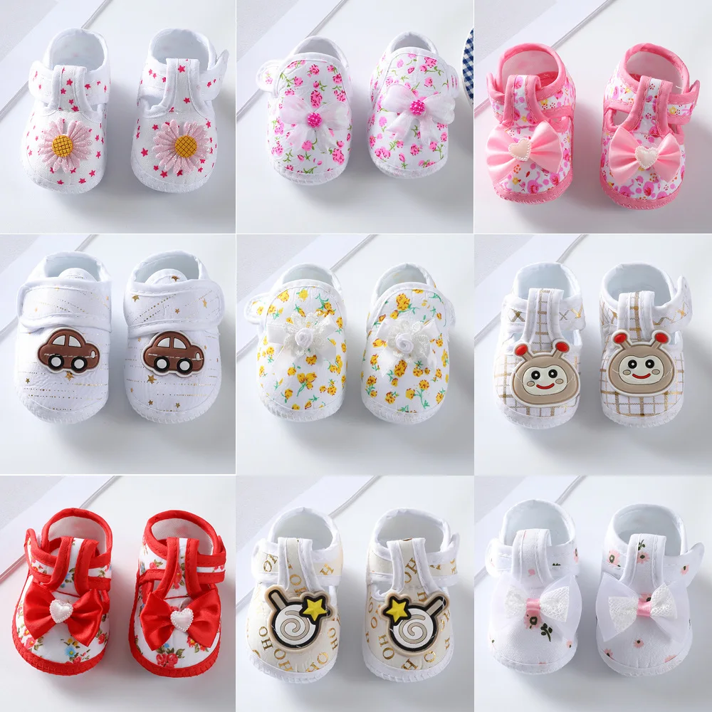 Baby Meisje Schoenen Eerste Wandelaars Kant Bloemen Pasgeboren Baby Schoenen Prinses Baby Peuter Baby Schoenen Voor Jongens Flats Zachte Prewalkers