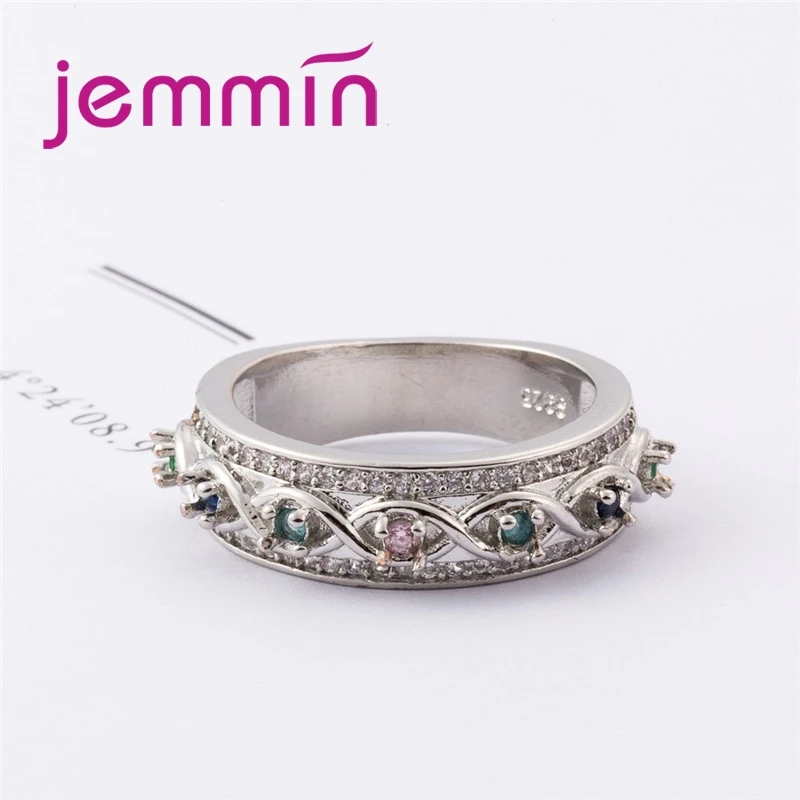 Generous New Arrival Interweaving Design Multicolor & Purple White CZ 925 Sterling Silver Ring Fashion Women Jewelry Gift