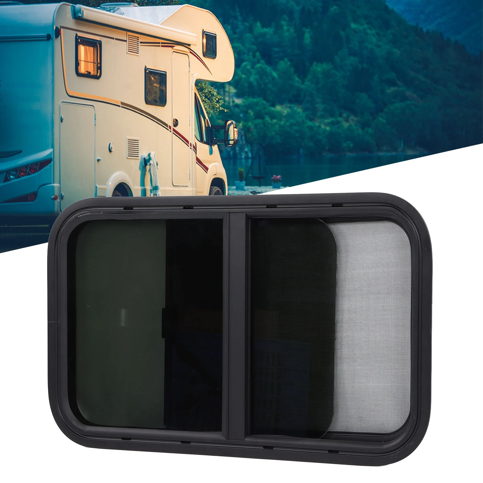 RV Window Trailer Window RV Window Replacement Round Corners Slide with Insect Screen for Trailer  Construction Vehicles