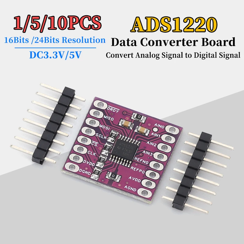 ADS1220 Module Data Converter Board 16Bits 24Bits Resolution ADC for Converting Analog Signals to Digital Signals