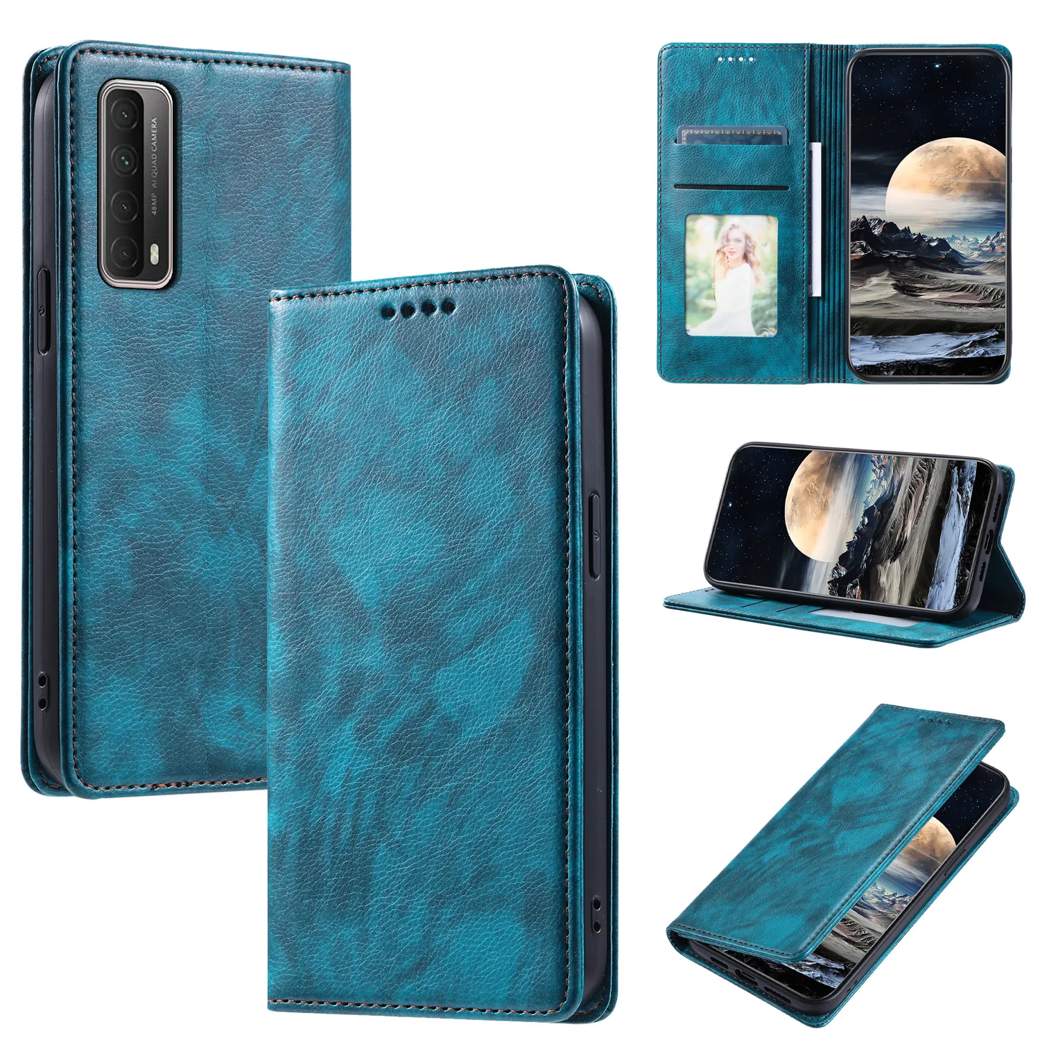 เคสซิลิโคนป้องกันโทรศัพท์สำหรับ Huawei P เคสหนังพับได้สำหรับ2021อัจฉริยะลิ้นจี่