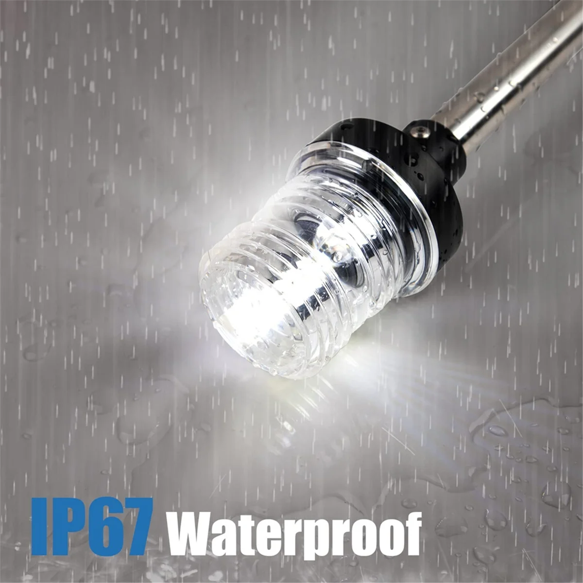 QUAI-ITStern ضوء مرساة ضوء LED قارب ضوء القطب قاعدة إمالة قابلة للإزالة، في جميع أنحاء الضوء 24