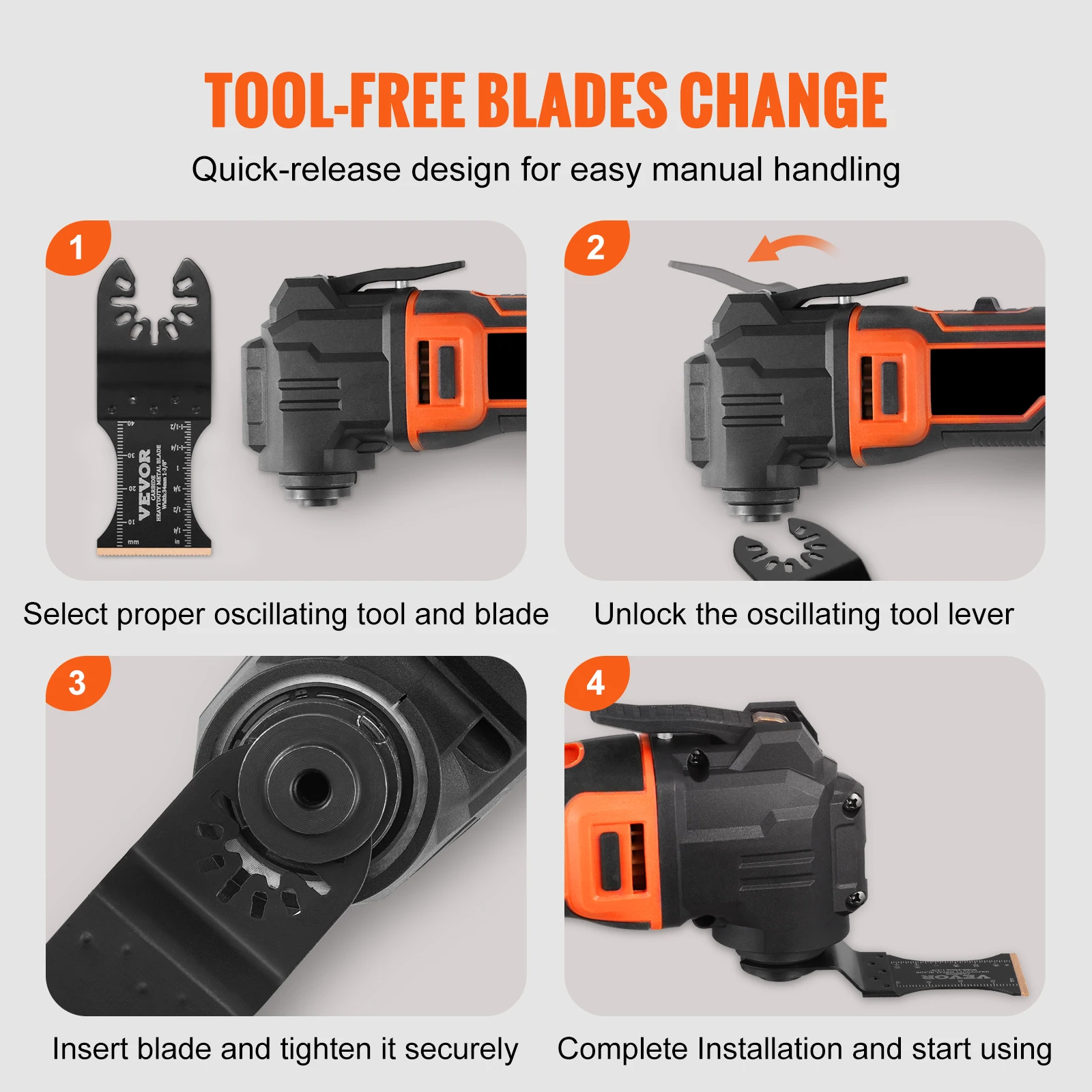 VEVOR 3PCS Carbide Oscillating Tool Blades Universal Quick Release Oscillating Multitool Saw Blades for Hard Material Metal Nail