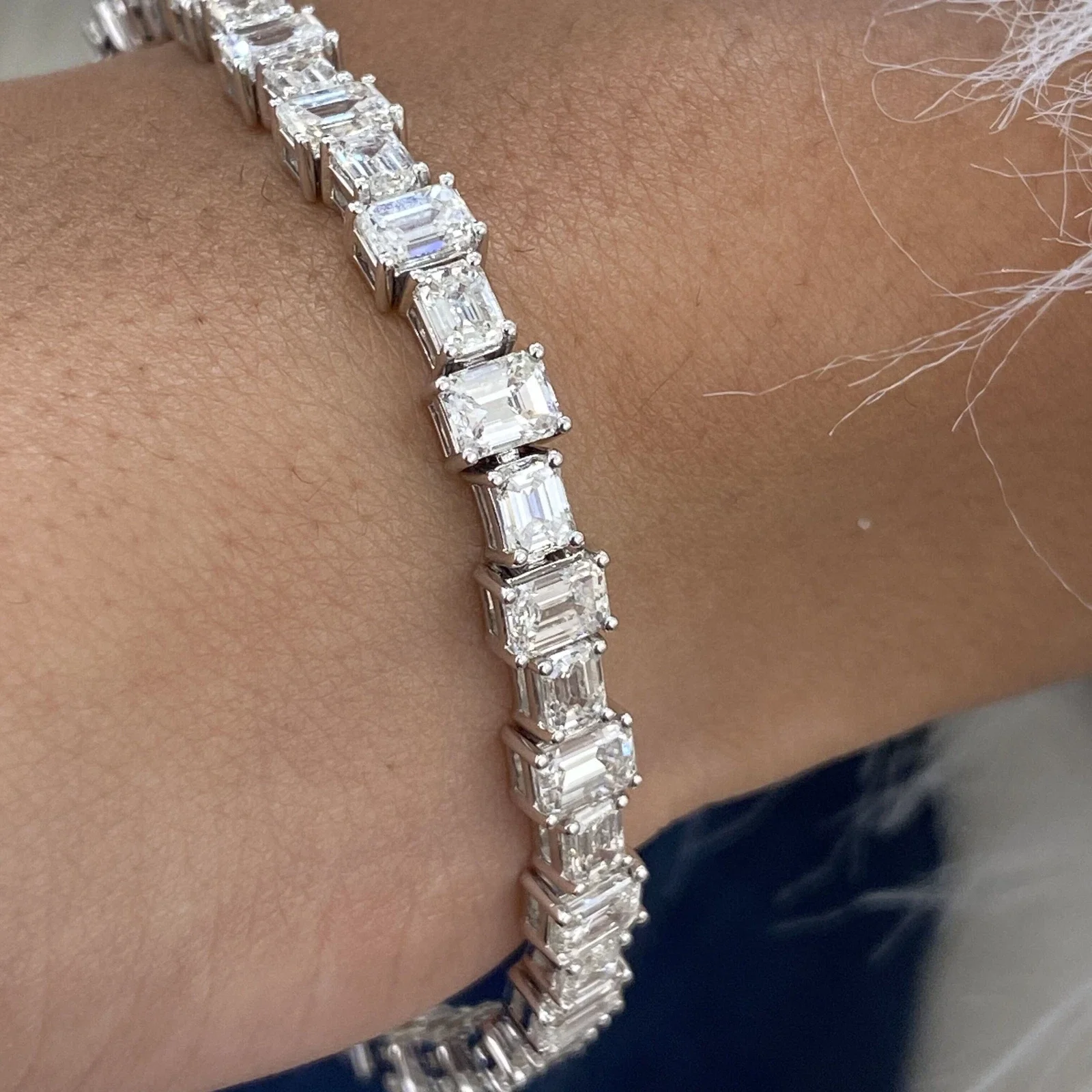 0.25CT كل مختبر الزمرد نمت الماس CVD HPHT سوار للتنس DEF VS-VVS البلاتين 950 8 بوصة سوار الماس الكامل للنساء