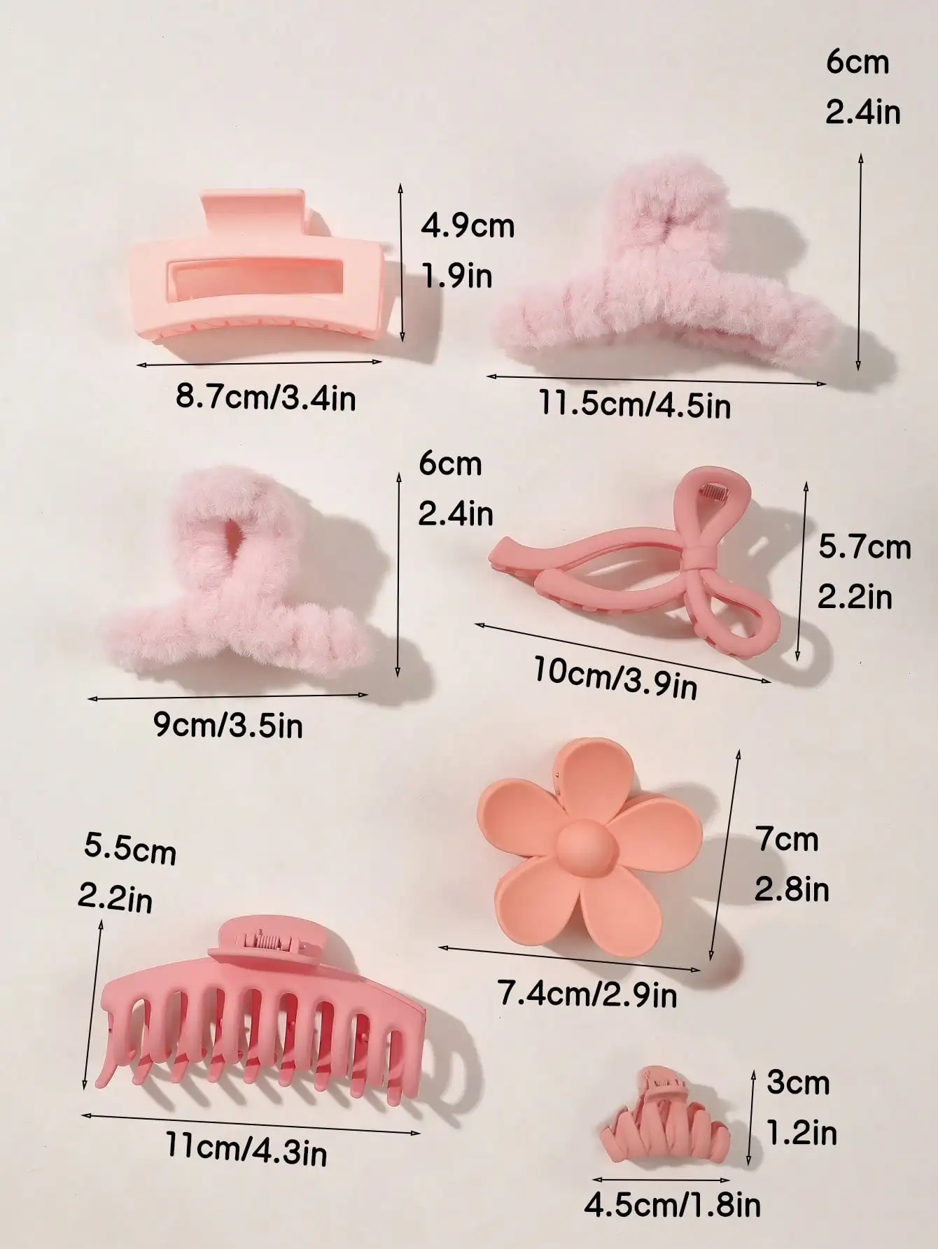 8 Stück Herbst-Winter-Rosa-Mode-Haarschmuck für Frauen, 4,9 Zoll große Haarklammern, matte Bananenklammer, starker Halt, Kieferklammer – Detail 5