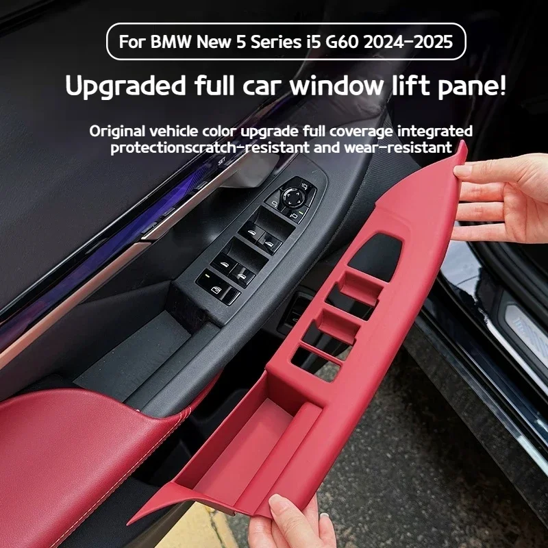 

For BMW 5 Series G60 i5 2024-2025 Car Inner Door Handle Stickers Window Switches Panel Pull Cover ABS Paint surface Interior